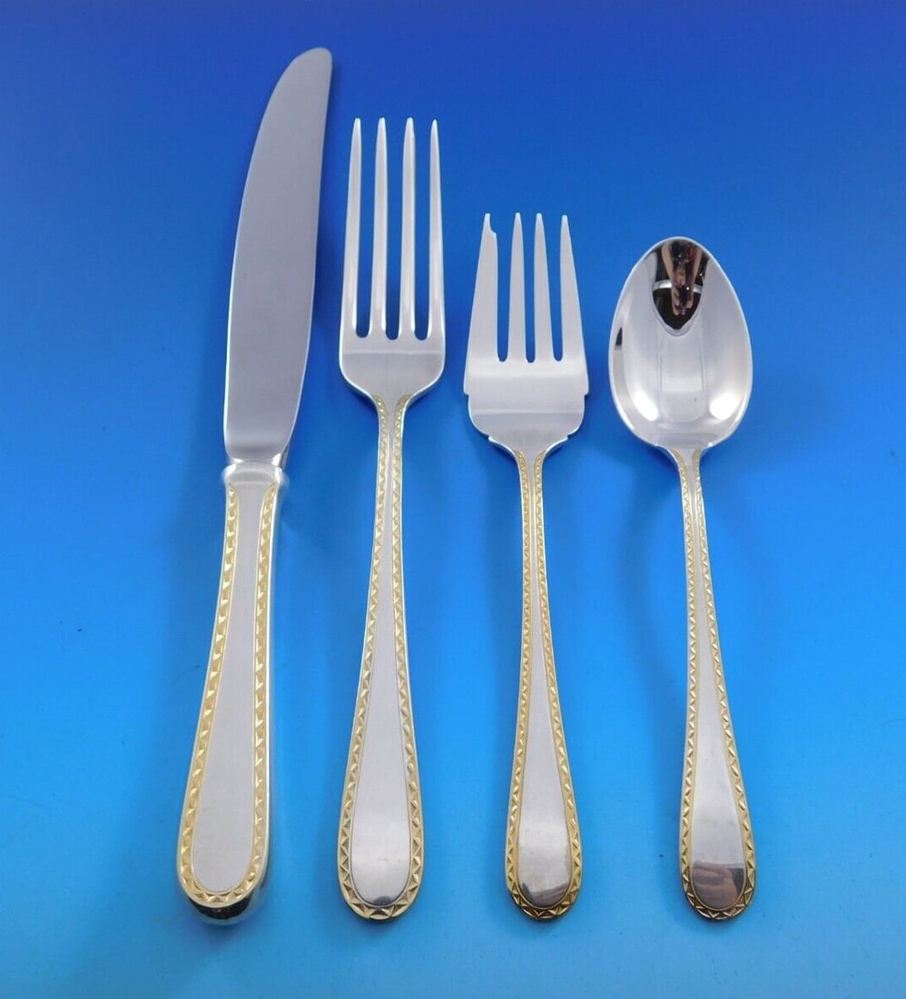 Kirk Golden Winslow Sterling Silver 37-Piece Flatware Set: Kirk Golden Winslow Sterling Silver 37-Piece Flatware Set Enhance your dining experience with this exquisite Golden Winslow flatware set by Kirk, crafted in sterling silver. This post-1940 design feat