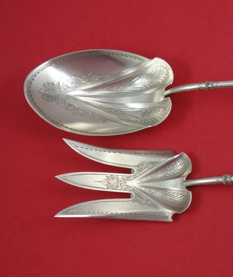 Gorham Sterling Silver 2pc Salad Serving Set Unknown Pattern 12in - 2