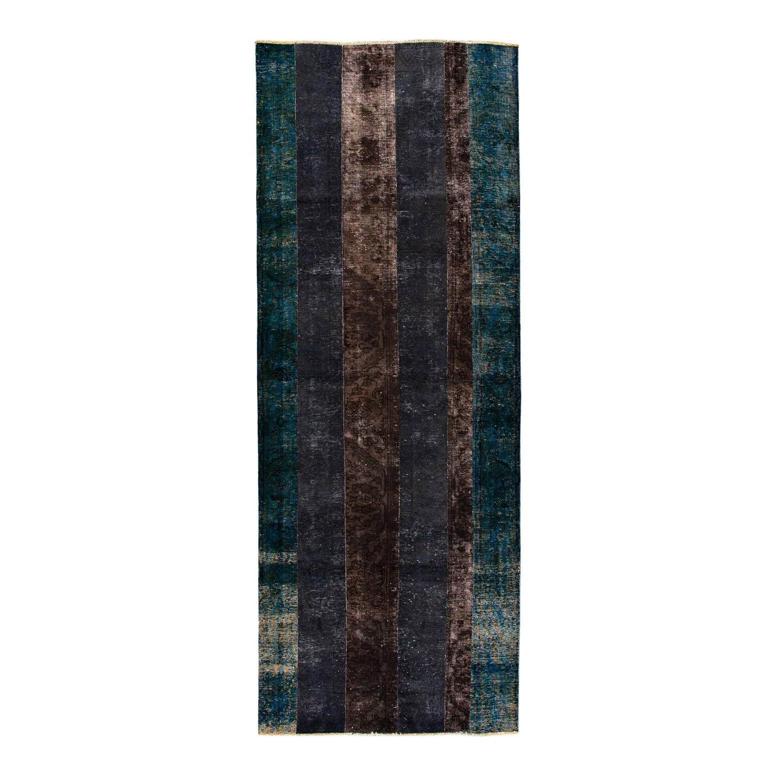 Vintage Persian Overdyed Wool Runner Gray Multicolor Geometric 4'4" x 11'8": Vintage Persian Overdyed Wool Runner Gray Multicolor Geometric 4'4" x 11'8" Enhance your space with this stunning vintage Persian Overdyed hand-knotted wool runner. Featuring a captivating gray field