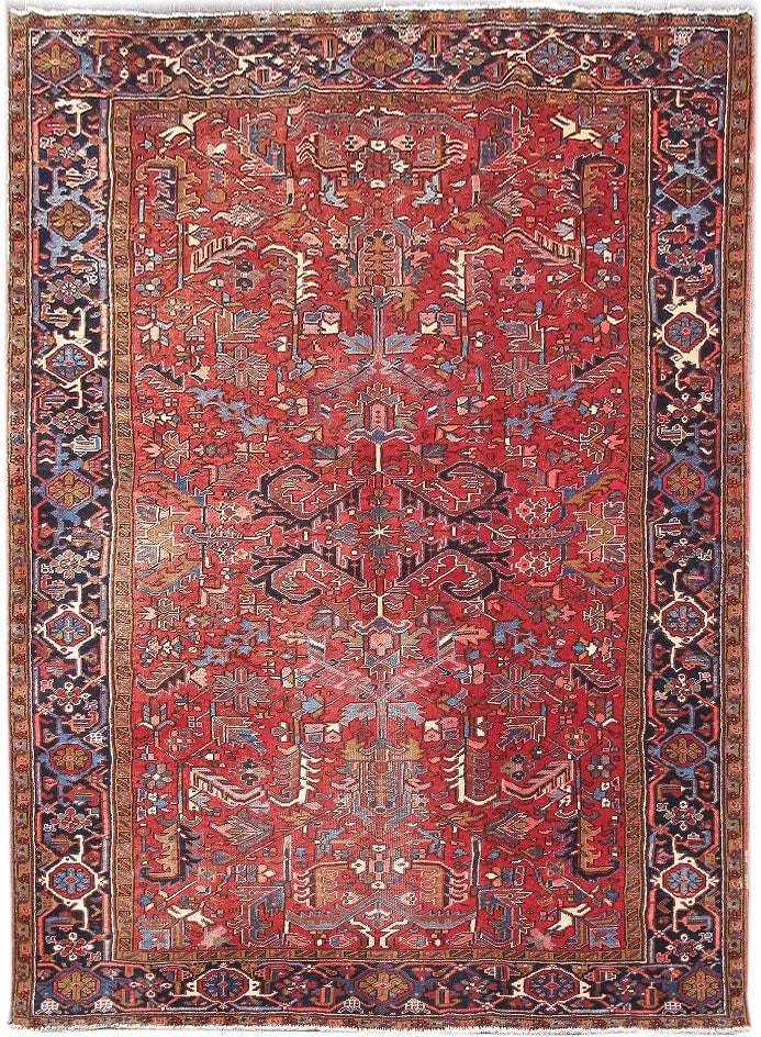 Handwoven 7.7 x 10.8 Red Persian Heriz Area Rug: Handwoven 7.7 x 10.8 Red Persian Heriz Area Rug Free continental US Shipping Transform your space with this exquisite 7.7 x 10.8 Red Persian Heriz Rug, a stunning example of traditional craftsmanship.