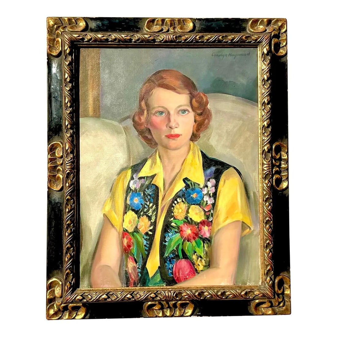 Early 20th Century Regency Original Oil Portrait on Canvas with Gilt Frame: Early 20th Century Regency Original Oil Portrait on Canvas with Gilt Frame This stunning early 20th-century original oil portrait on canvas beautifully captures the timeless elegance of a lady in a cl