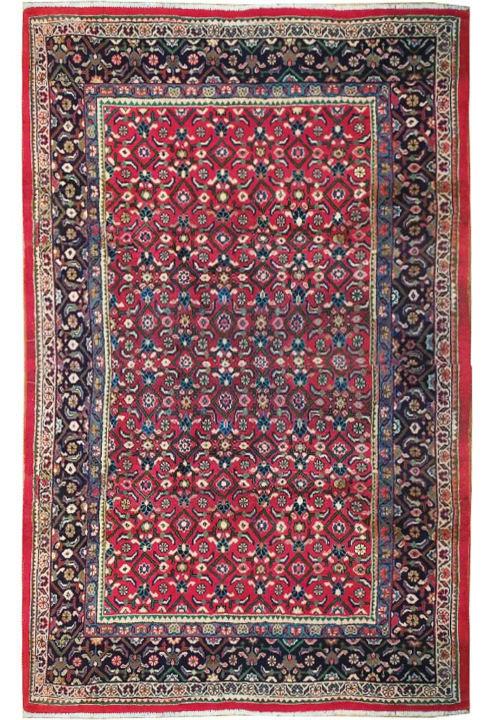 Handcrafted 6'6 x 9'6 Red Persian Tabriz Rug Artisan Design: Handcrafted 6'6 x 9'6 Red Persian Tabriz Rug Artisan Design Free continental US Shipping Enhance your home decor with this exquisite 6.6 x 9.6 Red Semi-Antique Persian Tabriz Rug, meticulously handcra