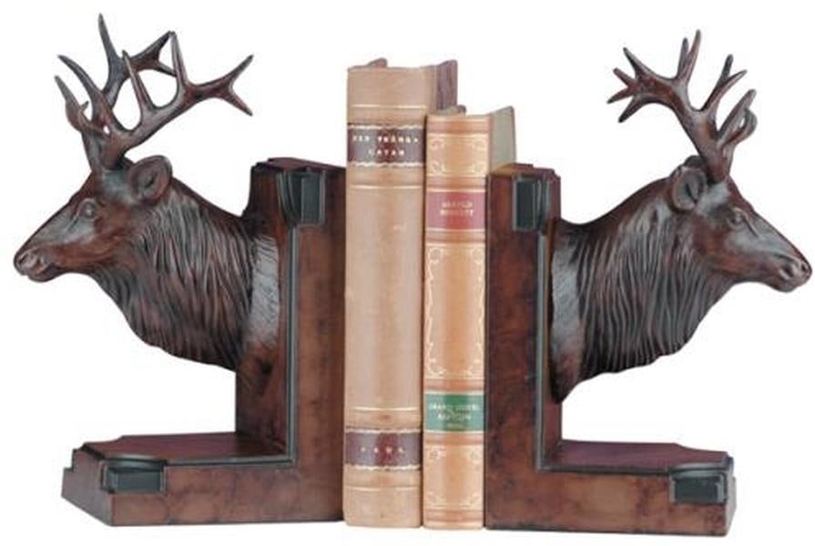 Oxblood Red Elk Head Bookends Lodge Style Hand-Painted: Oxblood Red Elk Head Bookends Lodge Style Hand-Painted Enhance your home decor with these stunning Oxblood Red Elk Head Bookends, meticulously hand-painted and hand-cast to create a unique decorative