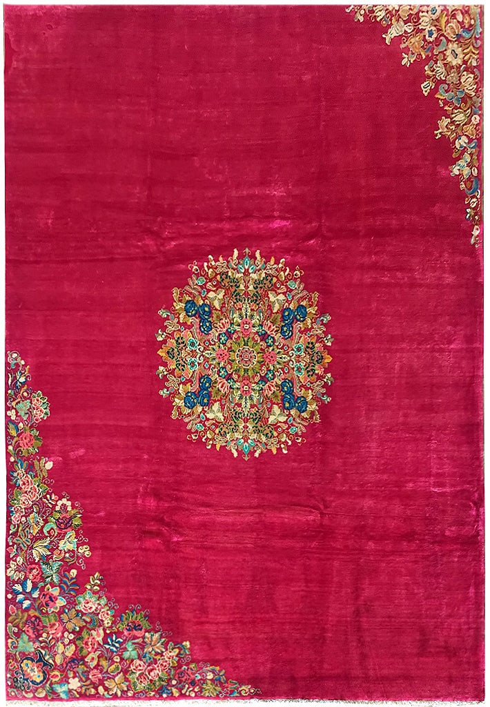 Persian Kerman Art Deco No Border Rug 9.3 x 12.8 ft: Persian Kerman Art Deco No Border Rug 9.3 x 12.8 ft Free continental US Shipping This stunning estate rug features a Persian Kerman Art Deco pattern, measuring 9.3 x 12.8 feet. Crafted with meticulous