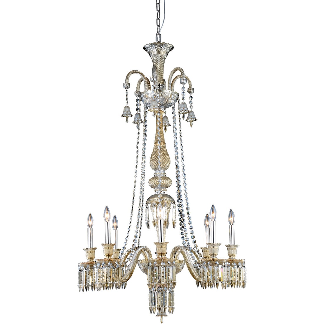 Majestic 8-Light Golden Teak Asfour Crystal Chandelier 53 in Modern Design (1 of 2)
