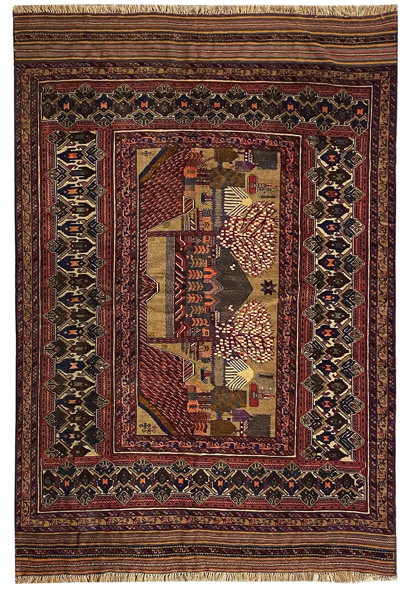 Handcrafted 6'2 x 8'8 Pictorial Persian Rug: Handcrafted 6'2 x 8'8 Pictorial Persian Rug Free continental US Shipping Experience the elegance of this handcrafted Persian rug, featuring traditional designs that embody the artistry of skilled Pers
