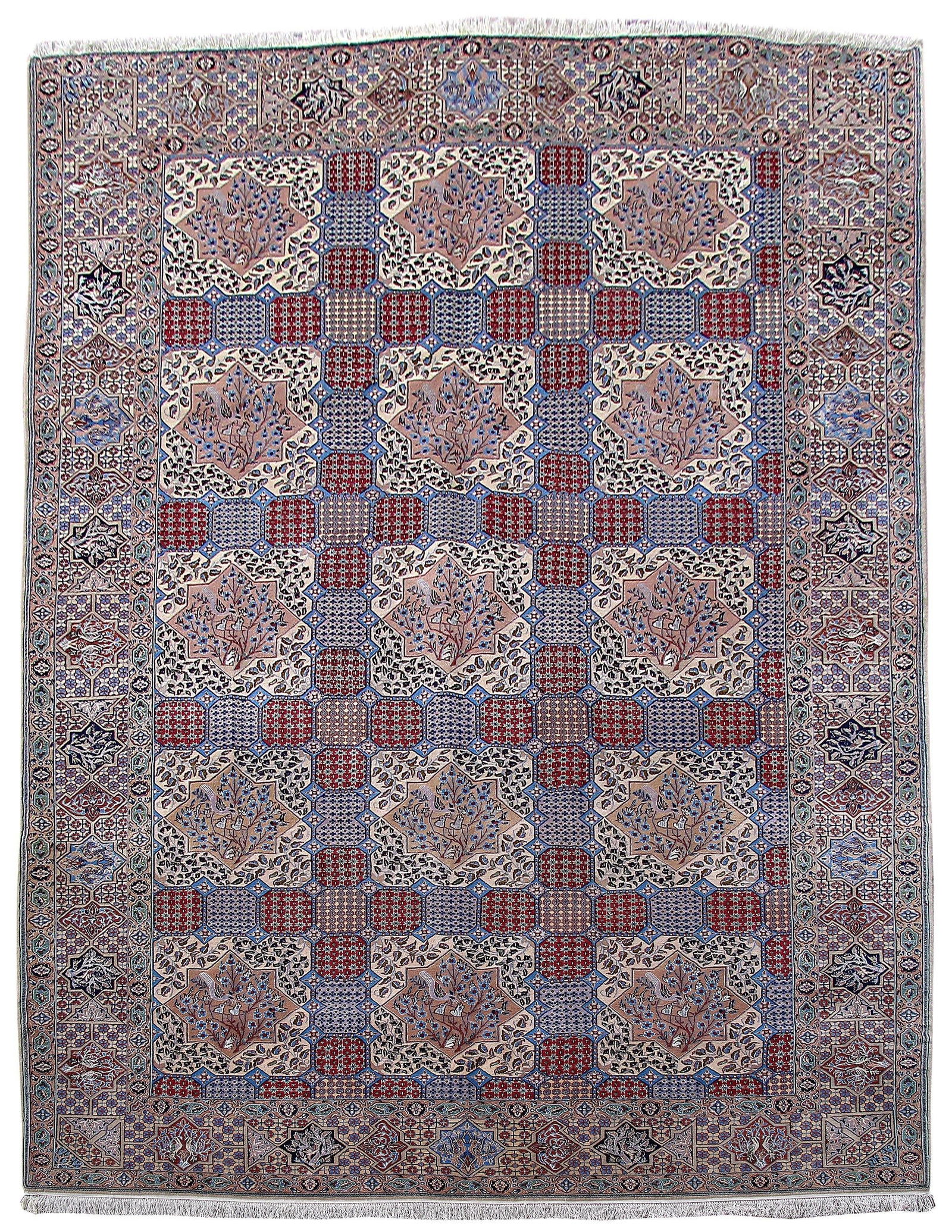 Handcrafted 9'10 x 13'2 White Ivory Persian Wool Silk Nain Rug: Handcrafted 9'10 x 13'2 White Ivory Persian Wool Silk Nain Rug Free continental US Shipping Experience the elegance of a handcrafted Persian rug, featuring intricate traditional designs that add a tou