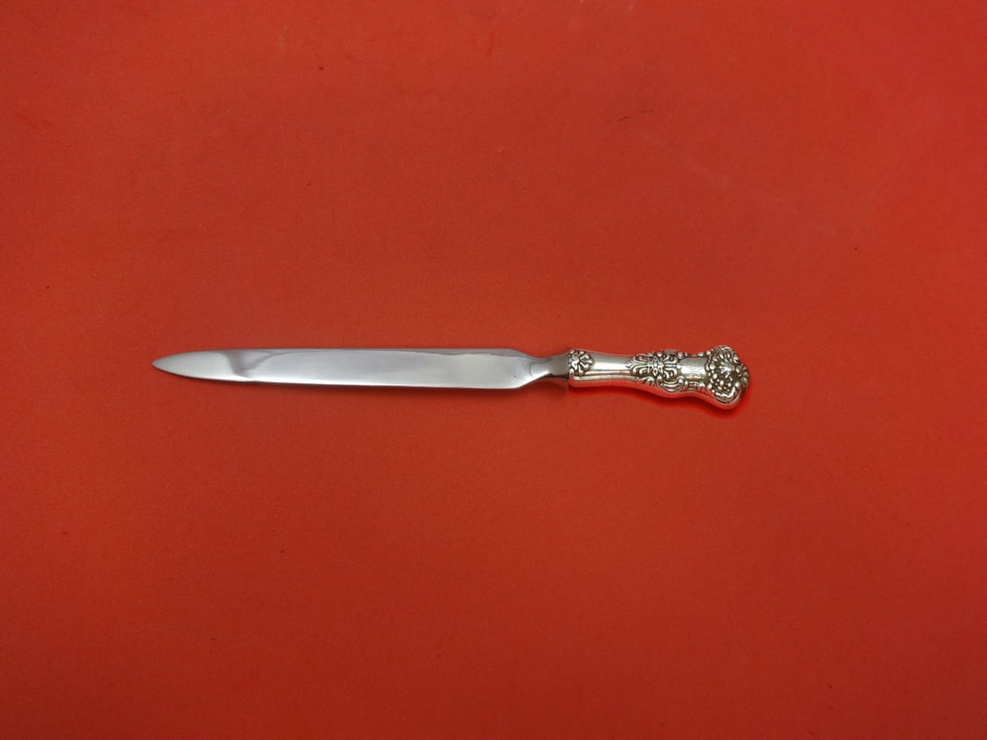 Custom Dominick & Haff Sterling Silver Letter Opener New King Pattern 8": Custom Dominick & Haff Sterling Silver Letter Opener New King Pattern 8" This exquisite letter opener is crafted in the New King pattern by Dominick & Haff, showcasing a blend of elegance and function