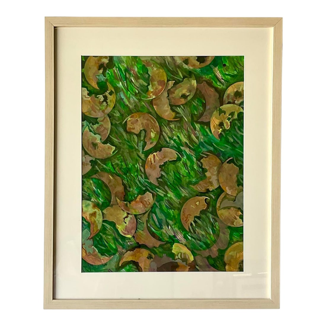 Vintage Boho Abstract Oil Painting by Joe Davoli Framed: Vintage Boho Abstract Oil Painting by Joe Davoli Framed This stunning vintage Boho original abstract oil painting on paper is created by the renowned artist Joe Davoli. Featuring vibrant shades of bri