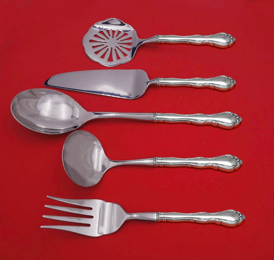 Towle Fontana Sterling Silver 5pc Thanksgiving Serving Set Custom Made: Towle Fontana Sterling Silver 5pc Thanksgiving Serving Set Custom Made Enhance your Thanksgiving celebrations with this exquisite 5-piece serving set from Towle, crafted in sterling silver and designe
