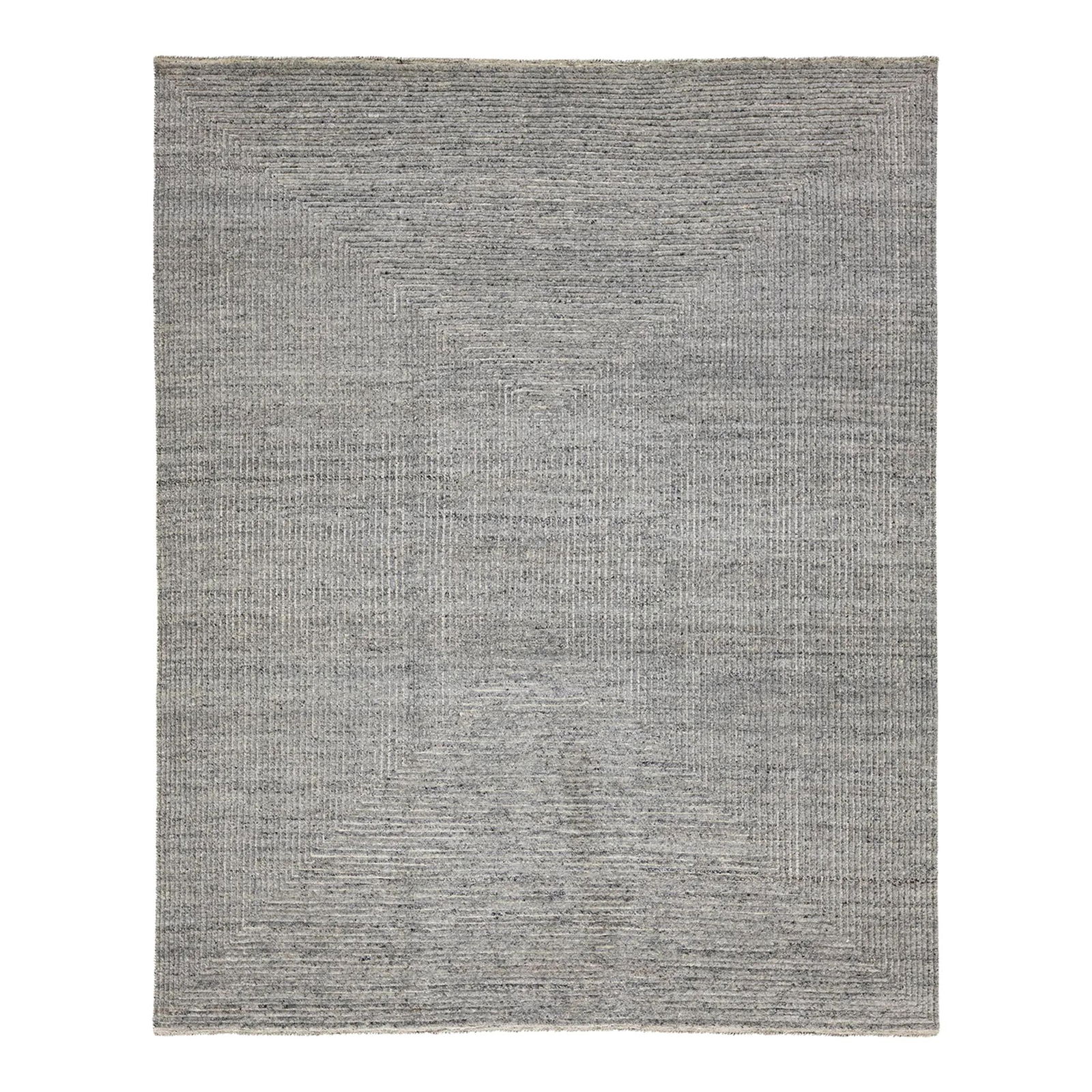 Handmade Moroccan Wool Rug 7'11 x 9'10 Light Gray Geometric Design: Handmade Moroccan Wool Rug 7'11 x 9'10 Light Gray Geometric Design Transform your space with this exquisite handmade Moroccan wool rug, showcasing a stunning geometric motif in elegant light gray tone