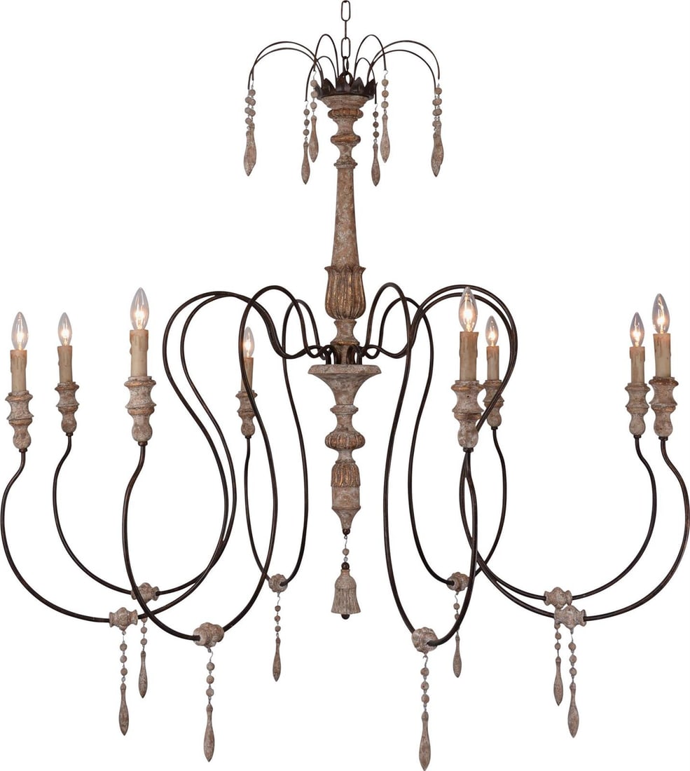 Terracotta Arabella Bowl Chandelier French Country Style 8-Light Washed White: Terracotta Arabella Bowl Chandelier French Country Style 8-Light Washed White Illuminate your space with the Chic French-Inspired Arabella Chandelier, designed in an antique or vintage style. This exq