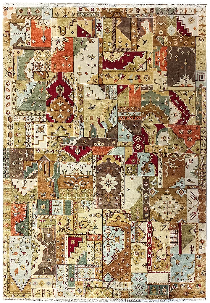 8.8 x 11.3 Handmade Patchwork Area Rug Multi Colors (1 of 10)
