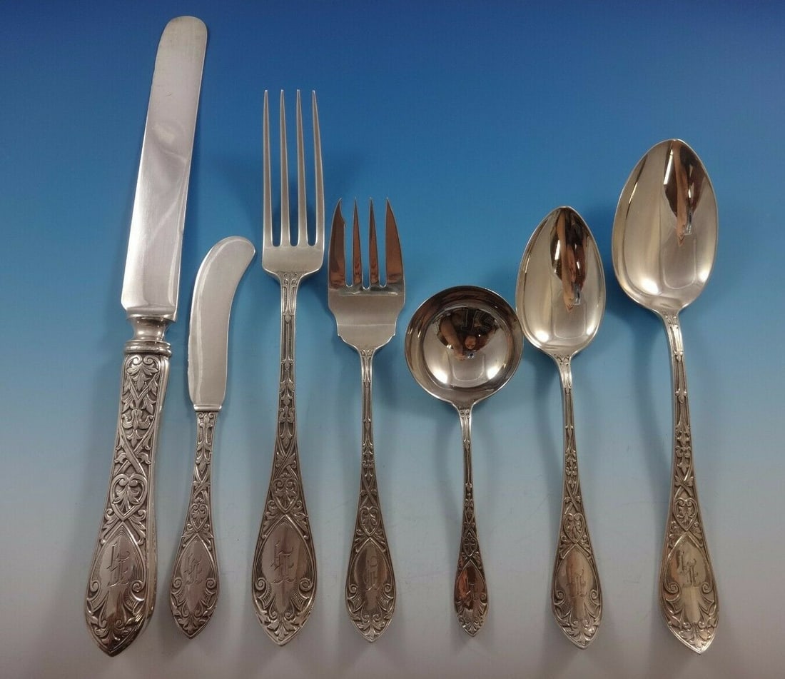 Rare Orleans by Watson Sterling Silver Flatware Set 56 Pcs Dinner Service: Rare Orleans by Watson Sterling Silver Flatware Set 56 Pcs Dinner Service This exquisite Orleans flatware set by Watson is a rare find from circa 1915, crafted from high-quality sterling silver. The c