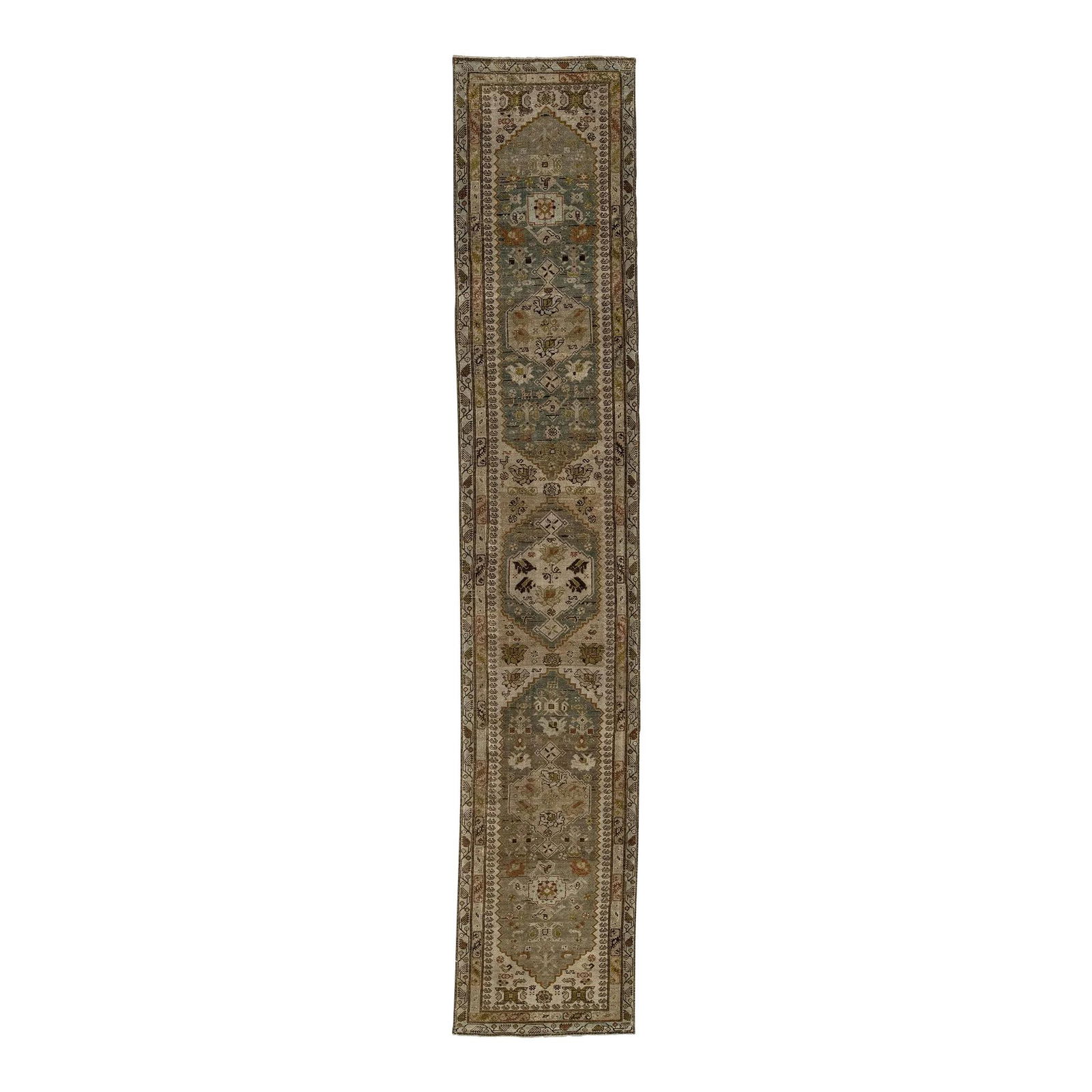 Antique Light Brown Persian Malayer Wool Runner Rug 2'11 x 15'8: Antique Light Brown Persian Malayer Wool Runner Rug 2'11 x 15'8 Experience the timeless beauty of this handmade Malayer Persian wool runner rug, perfect for adding a touch of antique allure to your sp