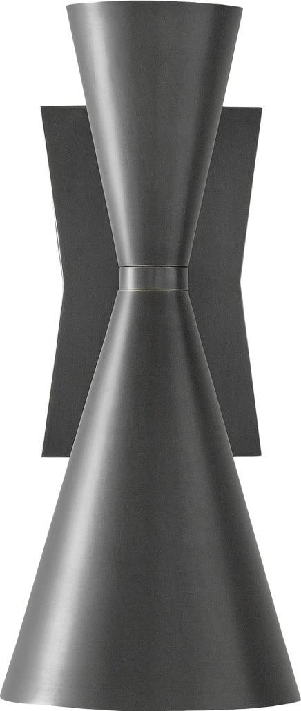 Currey Gino Dual Tapered Wall Sconce Mid-Century Modern Dark Gray Finish: Currey Gino Dual Tapered Wall Sconce Mid-Century Modern Dark Gray Finish Illuminate your space with the sophisticated Gino Dual Tapered Wall Sconce, designed in a striking mid-century modern style. Cr