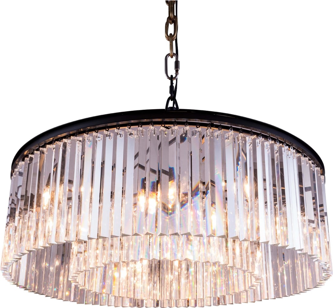 Elegant Lighting Sydney Mocha Brown Crystal Pendant Lamp 10 Bulb E12: Elegant Lighting Sydney Mocha Brown Crystal Pendant Lamp 10 Bulb E12 Illuminate your space with the Sydney Collection's Mocha Brown Crystal Pendant Lamp. This stunning light fixture features a luxurio