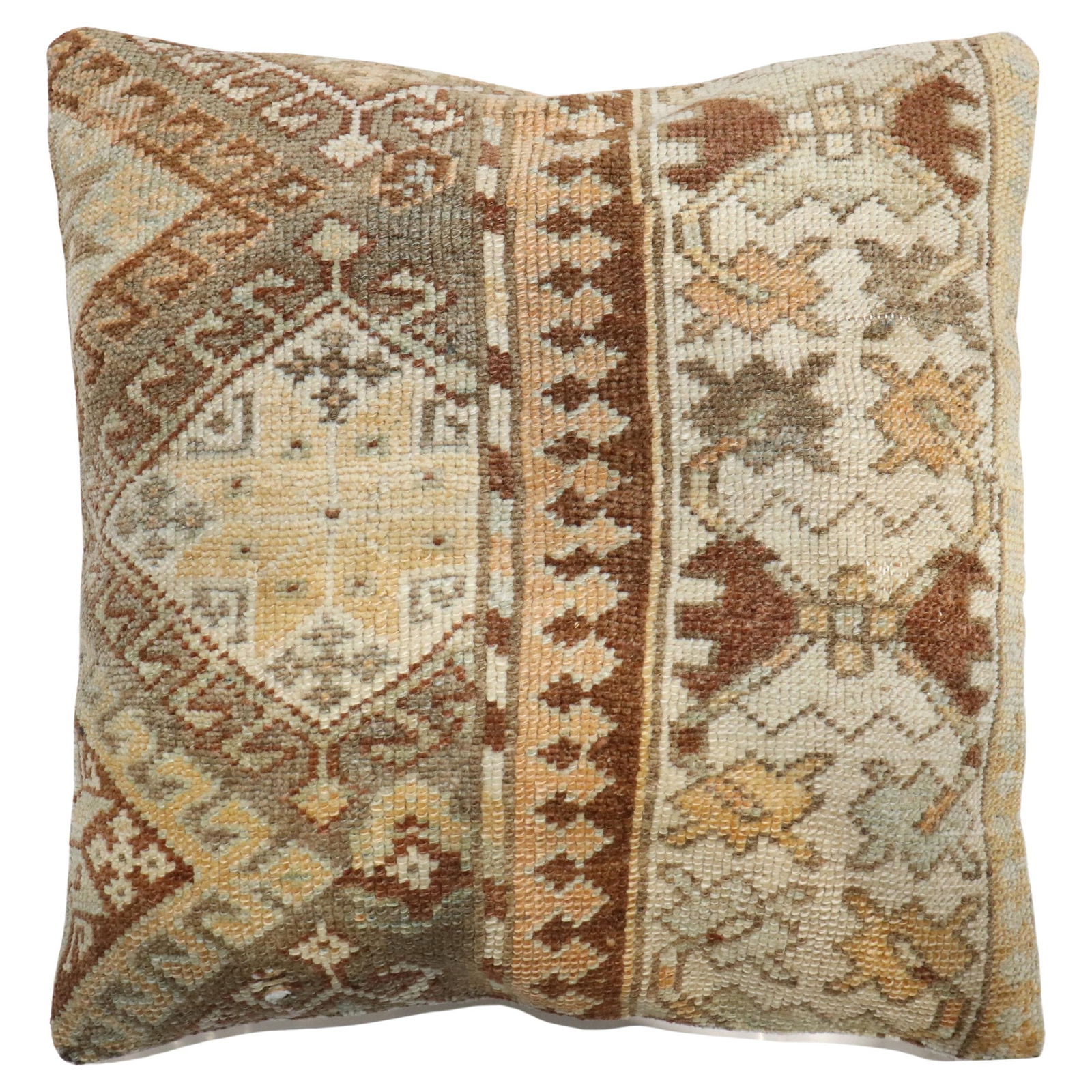 Tribal Persian Kurd Rug Pillow 20 x 20 Early 20th Century Wool: Tribal Persian Kurd Rug Pillow 20 x 20 Early 20th Century Wool Enhance your living space with this exquisite pillow made from an early 20th-century Antique Persian Kurd rug. Featuring a striking triba