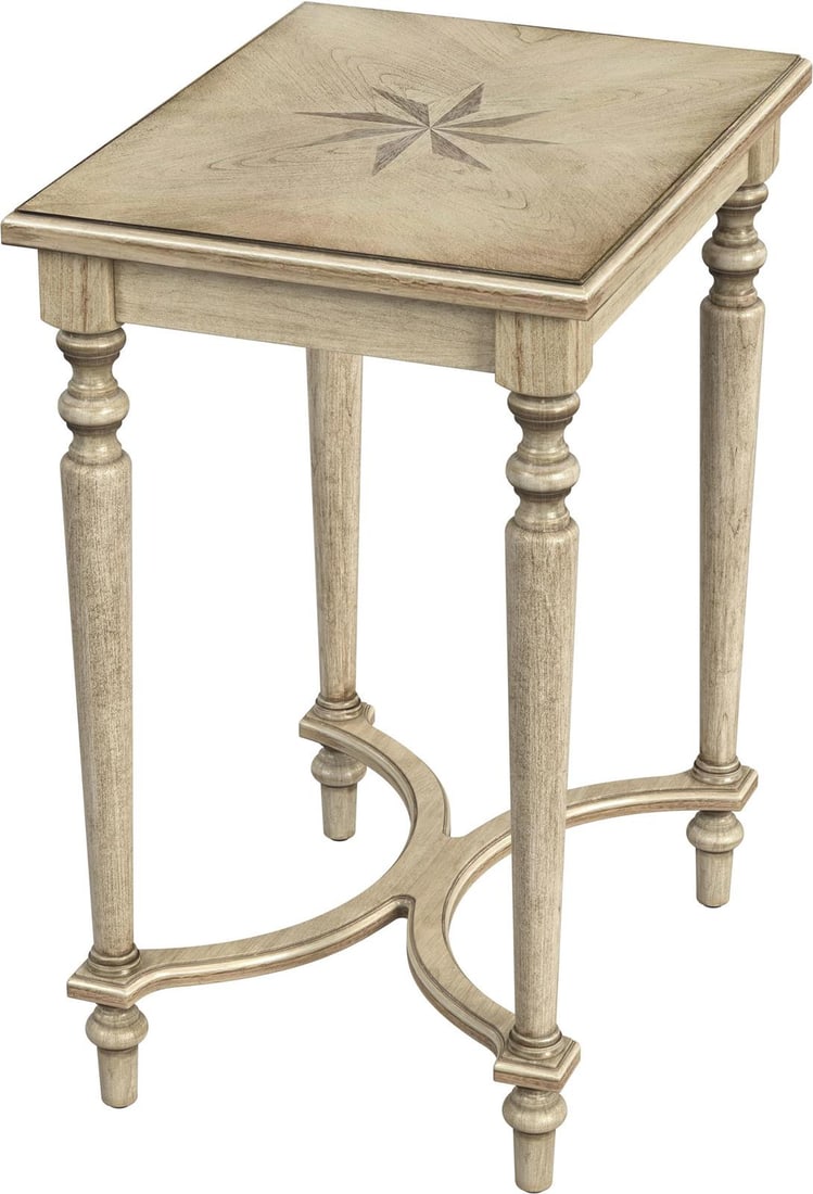 Butler Tyler Side Table Beige Vintage Style 24.5H: Butler Tyler Side Table Beige Vintage Style 24.5H Introducing the Traditional Style Tyler Side Table by Butler, designed to bring a touch of elegance to your home. This exquisite side table features a