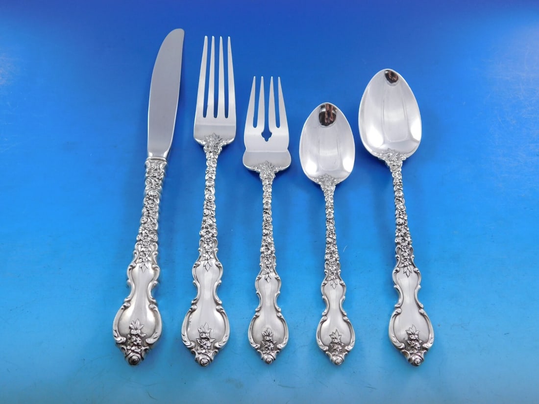 International Silver Du Barry 33pc Sterling Silver Flatware Set with Storage Chest: International Silver Du Barry 33pc Sterling Silver Flatware Set with Storage Chest Enhance your dining experience with this exquisite 33-piece Du Barry flatware set by International Sterling. Crafted