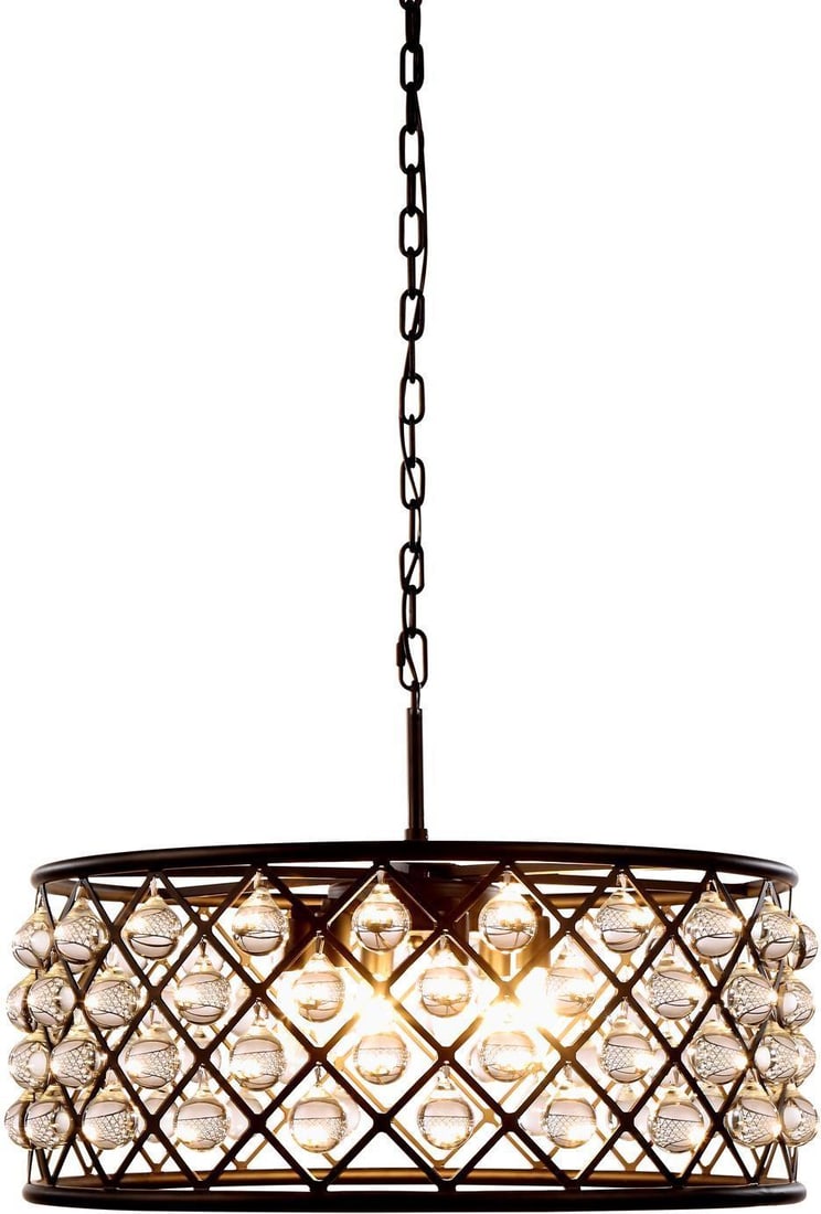 Elegant Lighting Madison Hand-Polished Pendant Light Crystal Mocha Brown: Elegant Lighting Madison Hand-Polished Pendant Light Crystal Mocha Brown Illuminate your space with this exquisite hand-polished vintage-style pendant light, designed to bring a touch of elegance and