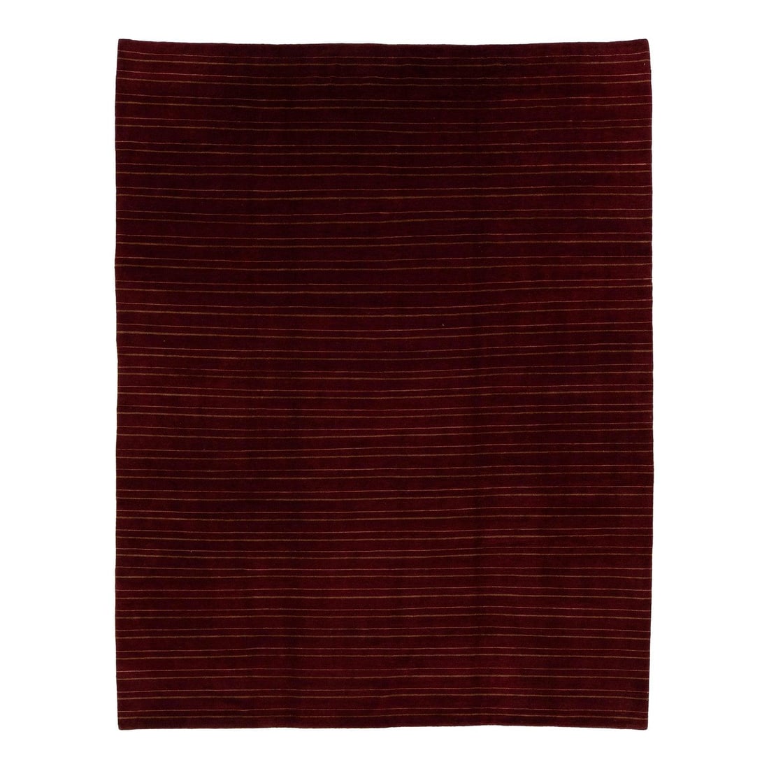 Elegant Modern Tibetan Wool Silk Rug Striped Red Burgundy 10'2 x 13'1: Elegant Modern Tibetan Wool Silk Rug Striped Red Burgundy 10'2 x 13'1 Enhance your living space with this exquisite modern Tibetan rug, showcasing a captivating striped design in rich shades of brown