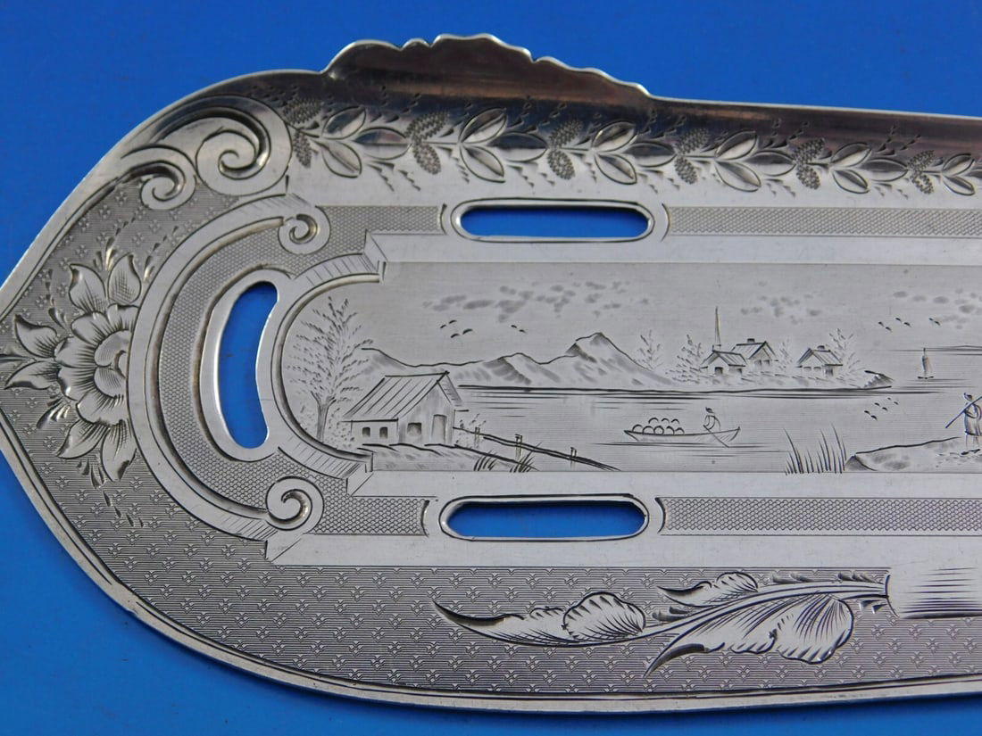 Albert Coles Leaf Pattern Coin Silver Fish Serving Set - 6