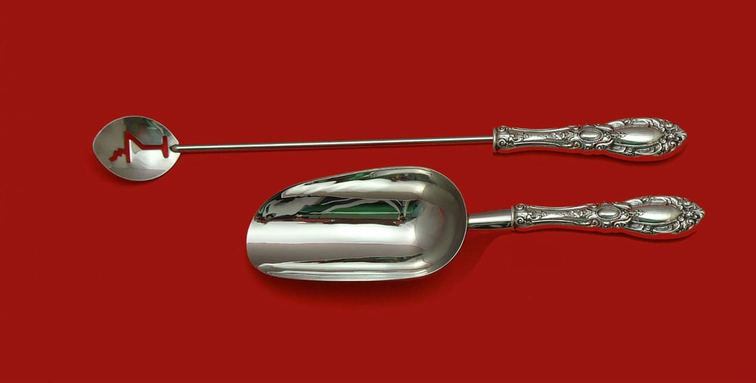 Towle King Richard Sterling Silver Bar Set 2pc Custom Made: Towle King Richard Sterling Silver Bar Set 2pc Custom Made Elevate your dining experience with this exquisite 2-piece bar set from the King Richard pattern by Towle. Crafted from high-quality sterling