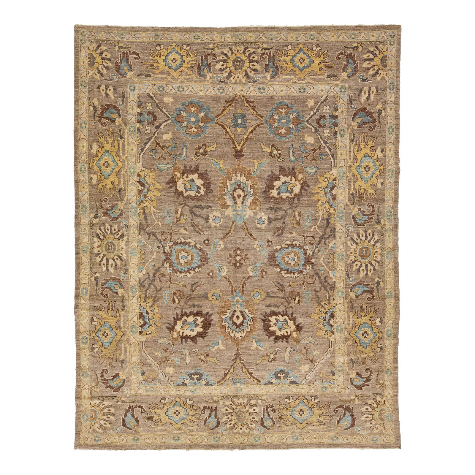 Modern Persian Sultanabad Wool Rug 9'9 x 12'8 Brown Allover Pattern: Modern Persian Sultanabad Wool Rug 9'9 x 12'8 Brown Allover Pattern Enhance your living space with this exquisite modern Persian Sultanabad rug. Featuring a rich brown field, the rug is adorned with a