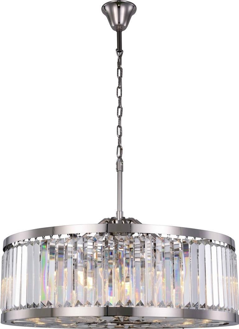 Elegant Chelsea Pendant Light with Clear Crystal and Polished Nickel Finish: Elegant Chelsea Pendant Light with Clear Crystal and Polished Nickel Finish Illuminate your space with this stunning pendant light from the Chelsea collection. Featuring a beautiful combination of cle