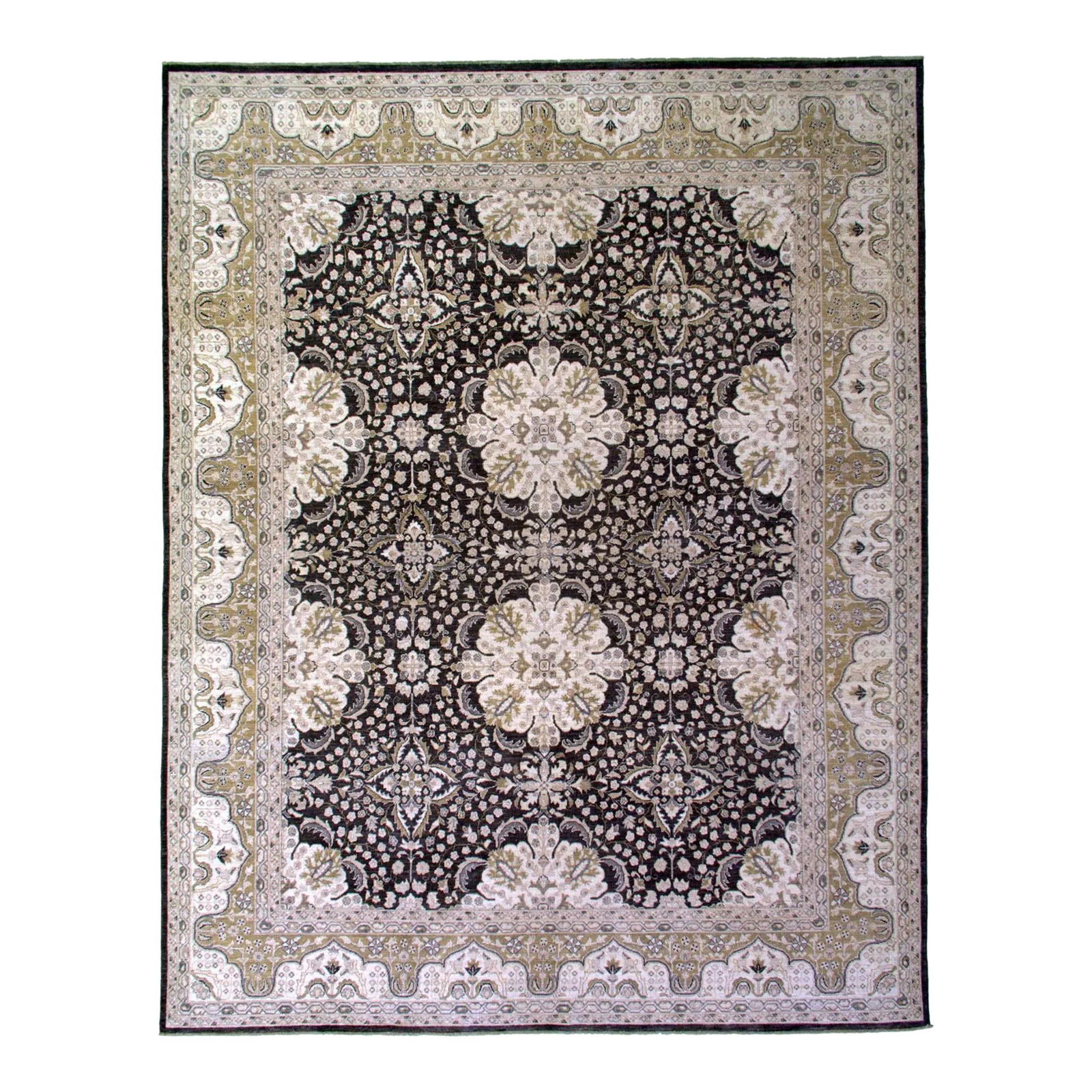 Handcrafted Dark Brown Wool Rug with Floral Design 7'10 x 1'8 (1 of 6)