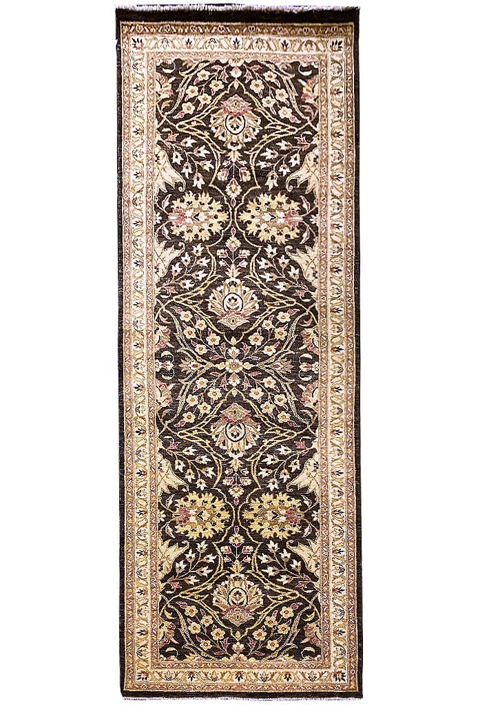 Exquisite 4' x 12' Black Chobi Hand-knotted Area Rug: Exquisite 4' x 12' Black Chobi Hand-knotted Area Rug Free continental US Shipping Enhance your space with this exquisite 4' x 12' Black Chobi Peshawar Rug, meticulously handcrafted by skilled artisans