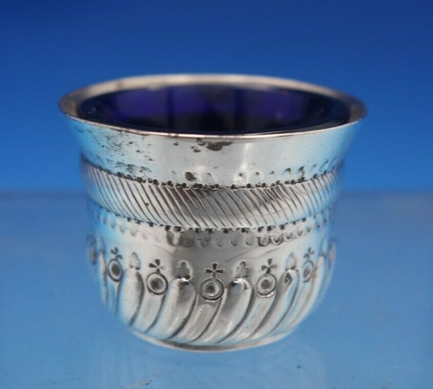 Antique English Sterling Silver Salt Dip with Cobalt Liner 1887 (1 of 7)