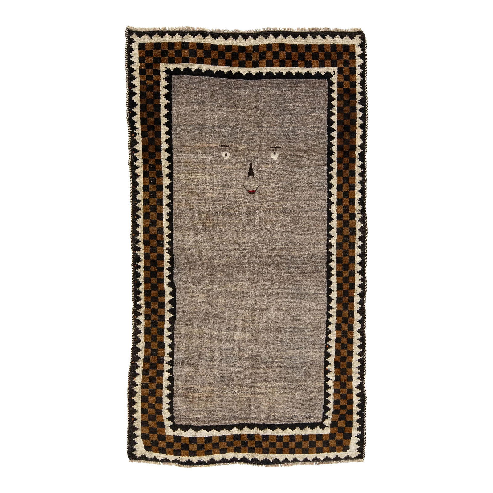 Hand-Knotted Modern Persian Gabbeh Wool Rug 3'9 x 6'11 Light Brown: Hand-Knotted Modern Persian Gabbeh Wool Rug 3'9 x 6'11 Light Brown This stunning Modern Persian Gabbeh rug showcases a hand-knotted design featuring contemporary geometric patterns. Its light brown an