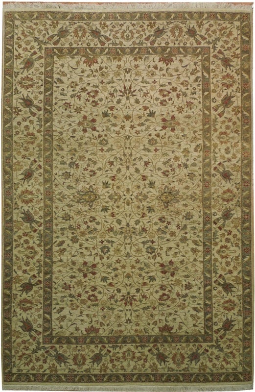 Ivory Vegetable Dyed Wool Rug 5'10 x 8'10 Handwoven Indian Geometric Design: Ivory Vegetable Dyed Wool Rug 5'10 x 8'10 Handwoven Indian Geometric Design Free continental US Shipping This stunning 5' 10" x 8' 10" ivory rug is a perfect blend of traditional craftsmanship and mod