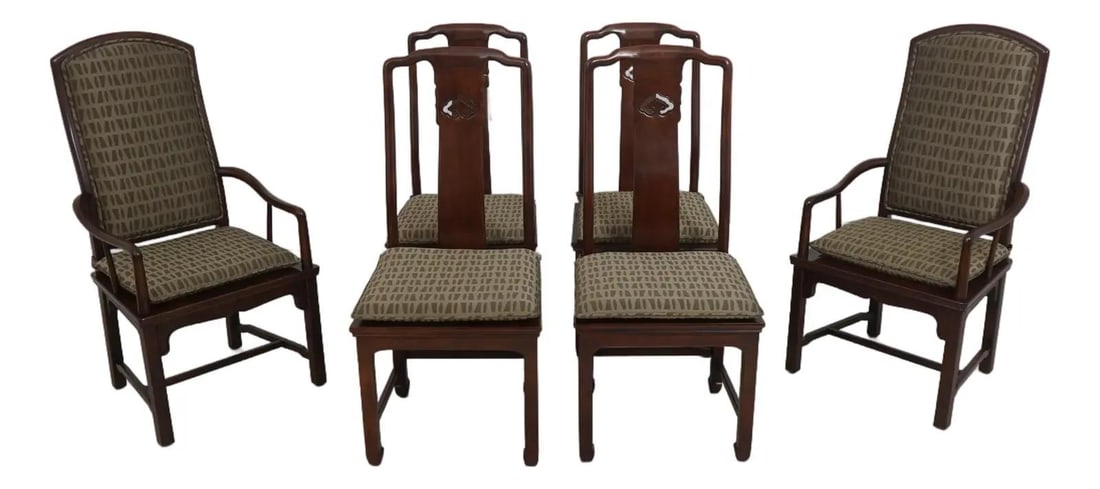Set of 6 Henredon Walnut Asian Modern Dining Chairs: Set of 6 Henredon Walnut Asian Modern Dining Chairs Enhance your dining experience with this set of 6 Henredon Asian Modern dining room chairs, expertly crafted with a modern design and solid walnut f