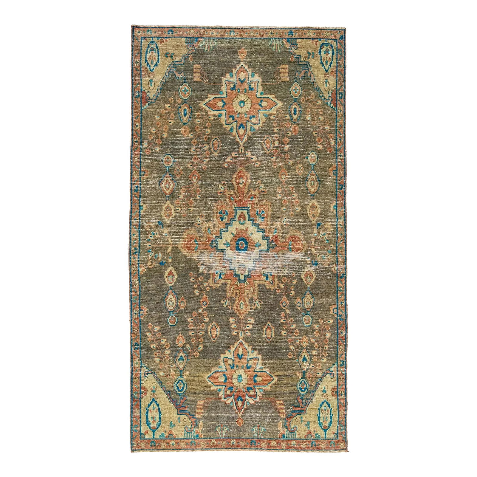 1960s Vintage Persian Tabriz Wool Rug Gray Medallion Design 4'1" x 8'1": 1960s Vintage Persian Tabriz Wool Rug Gray Medallion Design 4'1" x 8'1" Enhance your space with this exquisite vintage Persian Tabriz hand-knotted wool rug, featuring a captivating gray field adorned