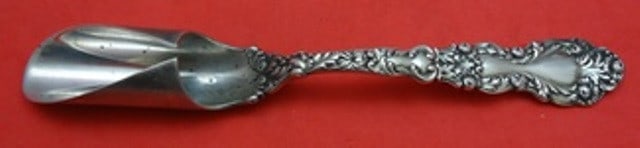 Gorham Imperial Chrysanthemum Sterling Silver Cheese Scoop 8 1/4": Gorham Imperial Chrysanthemum Sterling Silver Cheese Scoop 8 1/4" Discover the elegance of the Imperial Chrysanthemum pattern with this sterling silver cheese scoop by Gorham. Crafted between 1850 and