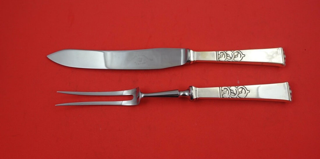 Danish Sterling Silver Carving Set 2-pc 9 3/4 by S Christian: Danish Sterling Silver Carving Set 2-pc 9 3/4 by S Christian Elevate your dining experience with this exquisite 2-piece Danish Sterling Silver Steak Carving Set. Crafted in the elegant Danish Sterling