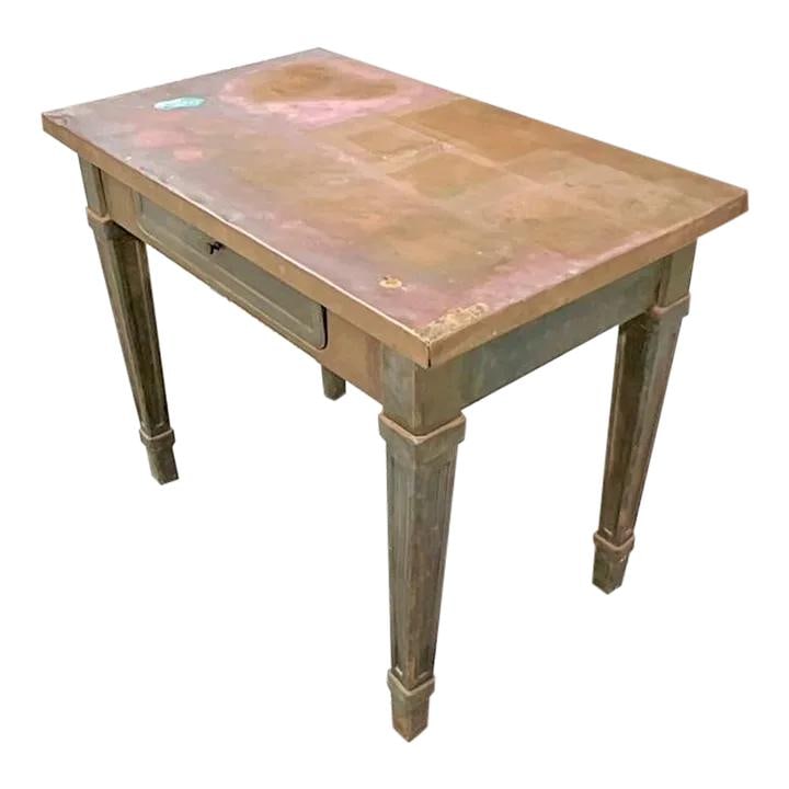 Vintage Boho Copper Writing Desk American Eclectic Design: Vintage Boho Copper Writing Desk American Eclectic Design The Vintage Boho Copper Wrapped Writing Desk is a stunning embodiment of American bohemian style, featuring an artistic and eclectic design. T