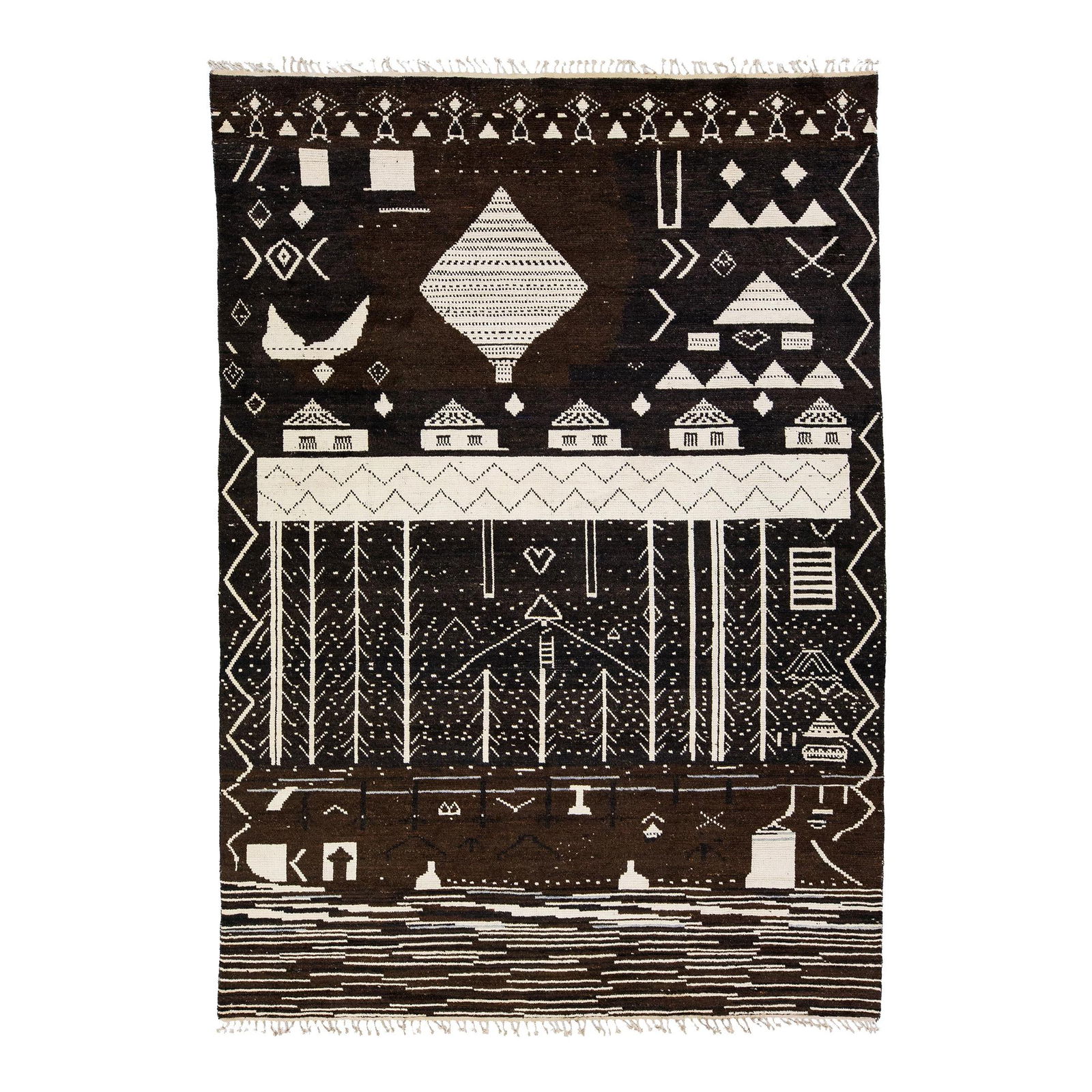 Handmade Moroccan Wool Rug with Tribal Design 10'1 x 14'2 (1 of 10)