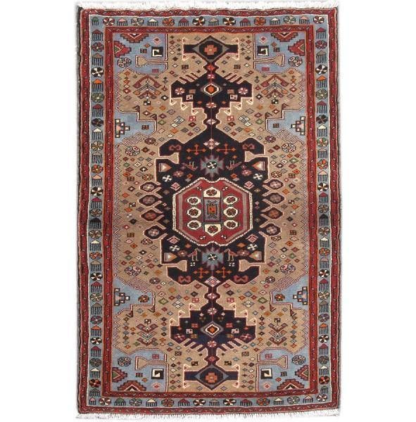 Persian Malayer 3.2 x 5 Geometric Wool Rug: Persian Malayer 3.2 x 5 Geometric Wool Rug Free continental US Shipping Enhance your living space with this exquisite 3.2 x 5 Persian Malayer Tribal geometric wool rug. Known for its intricate geometr