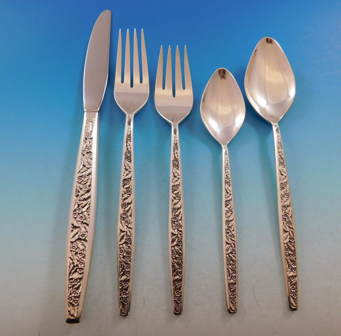 Valencia International Sterling Silver Flatware Set for 8 46 Pieces Mid-Century Modern: Valencia International Sterling Silver Flatware Set for 8 46 Pieces Mid-Century Modern Enhance your dining experience with the Valencia flatware set by International Sterling. This exquisite set, desi