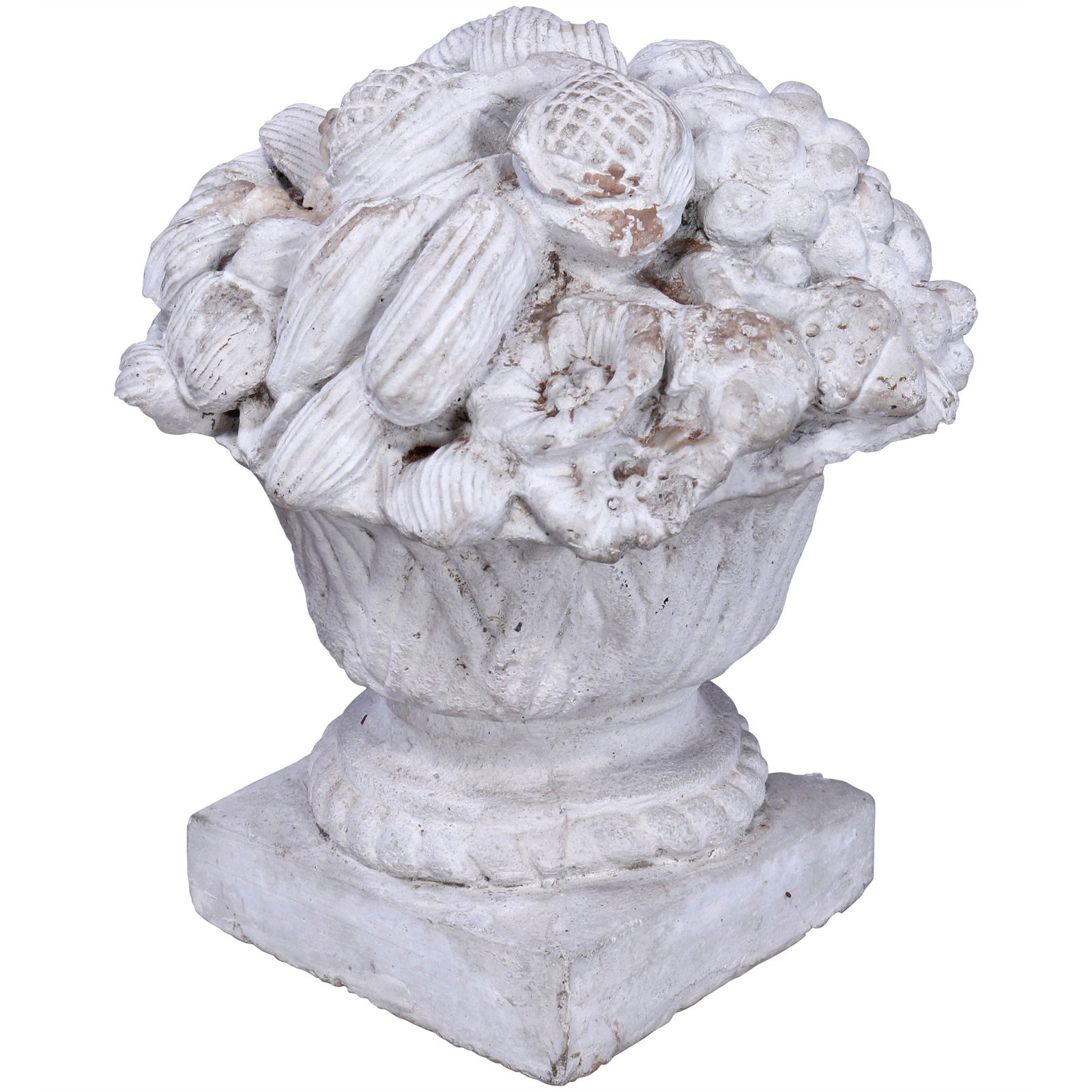20th Century French Classical Cast Stone Panier de Fruits Garden Ornament: 20th Century French Classical Cast Stone Panier de Fruits Garden Ornament Enhance your outdoor space with this exquisite French Classical garden ornament, a cast hard stone statue representing a Panie