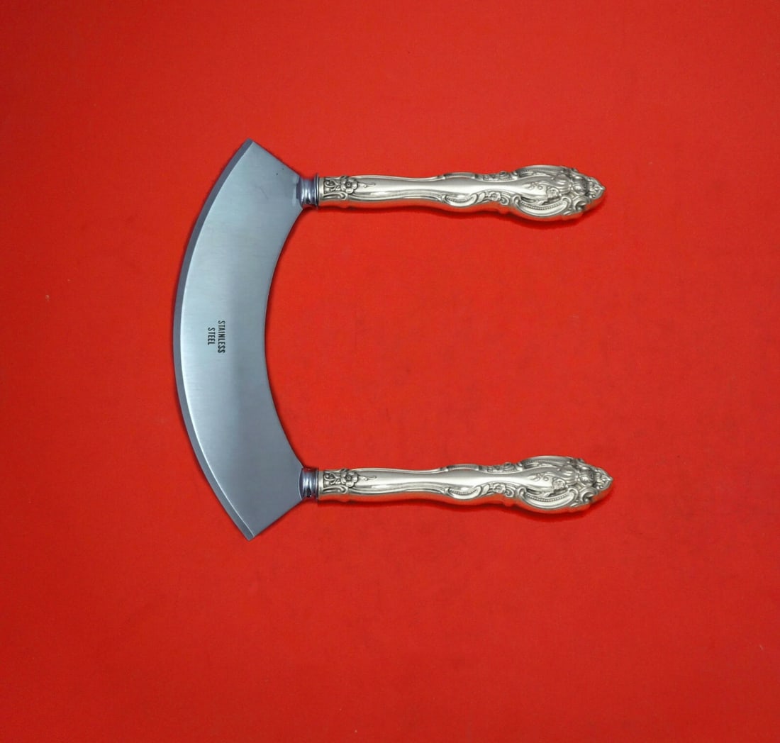 Gorham La Scala Sterling Silver Mezzaluna Knife Custom Made 6 1/4 Inch: Gorham La Scala Sterling Silver Mezzaluna Knife Custom Made 6 1/4 Inch Discover the exquisite La Scala Mezzaluna Knife, crafted by the renowned Gorham. This custom-made kitchen tool features elegant s