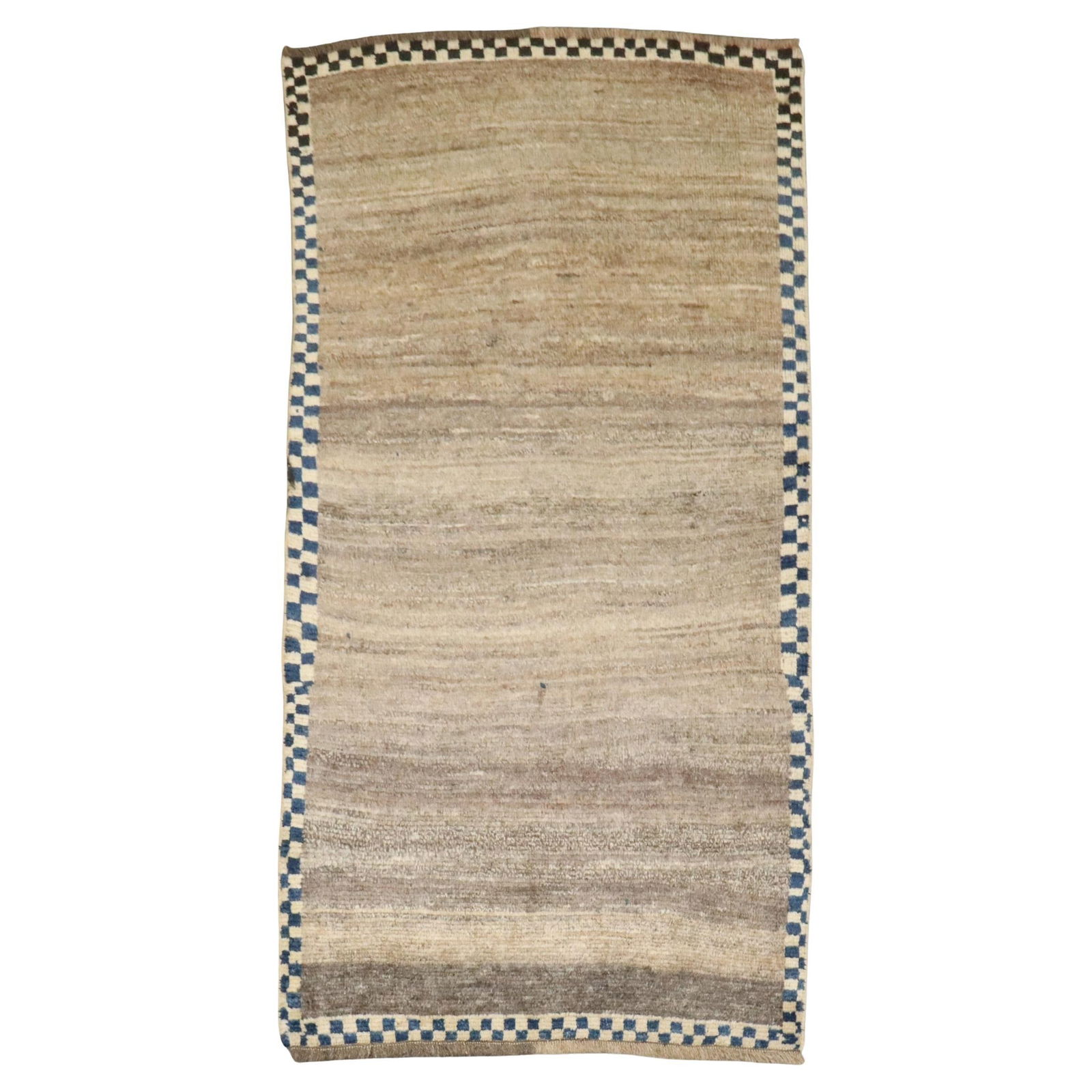 Zabihi Collection Persian Gabbeh Hand-Knotted Wool Rug 3'2" x 6' Tribal Design: Zabihi Collection Persian Gabbeh Hand-Knotted Wool Rug 3'2" x 6' Tribal Design This exquisite Persian Gabbeh runner from the Zabihi Collection features a simple yet elegant design with a plain brown f