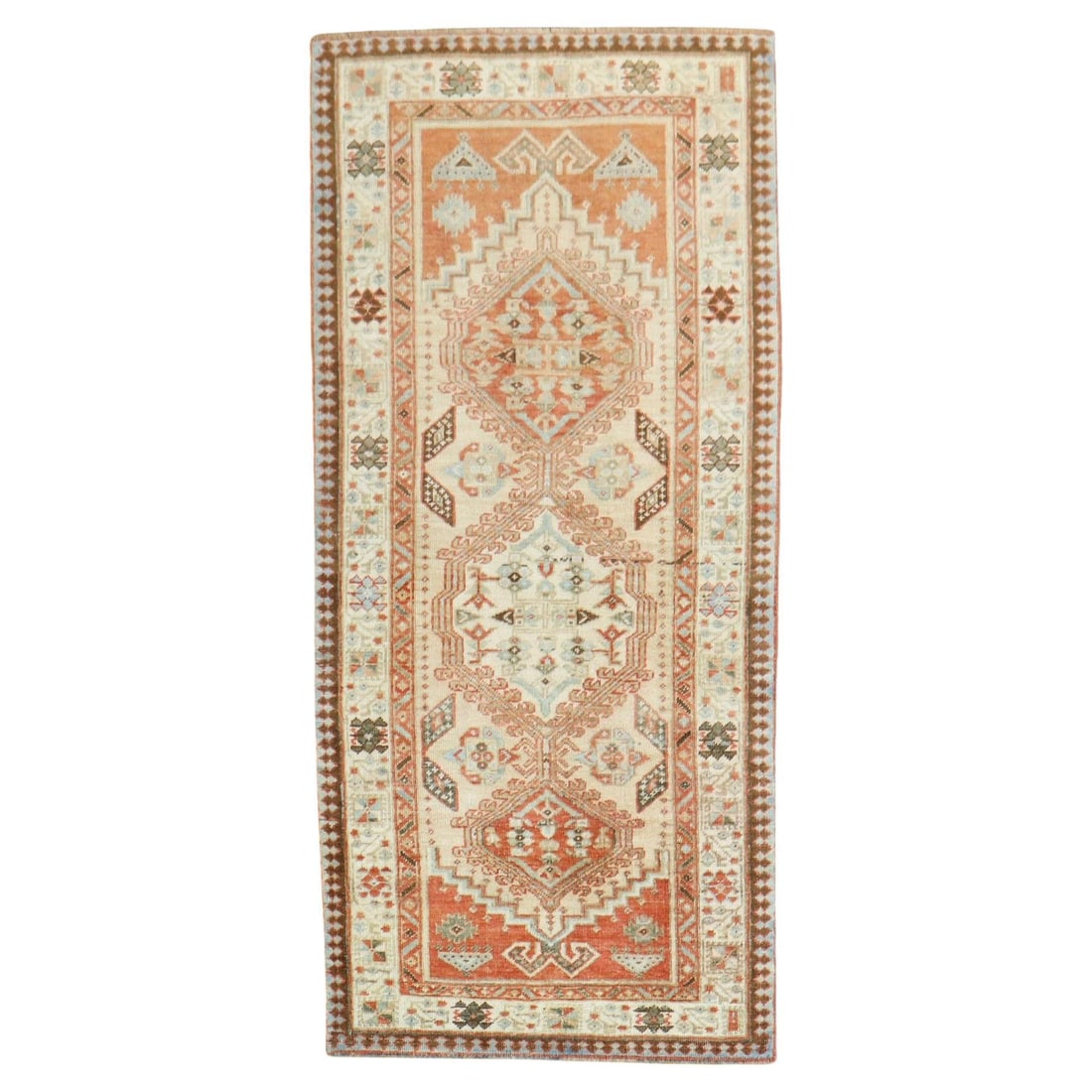 Antique Persian Serab Geometric Wool Runner Rug 34 x 65 Iran: Antique Persian Serab Geometric Wool Runner Rug 34 x 65 Iran Discover the exquisite craftsmanship of this Antique Persian Serab Geometric Scatter Rug from the Zabihi Collection. Hand-knotted from high