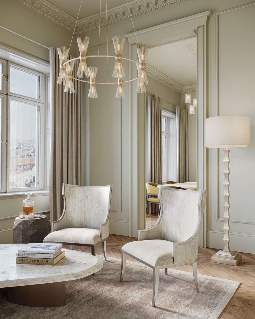 Currey Kendall Dove Gray Accent Table with Brass Base: Currey Kendall Dove Gray Accent Table with Brass Base Enhance your living space with the elegant Kendall Dove Gray Accent Table. This stylish piece features a sleek dove gray finish complemented by a