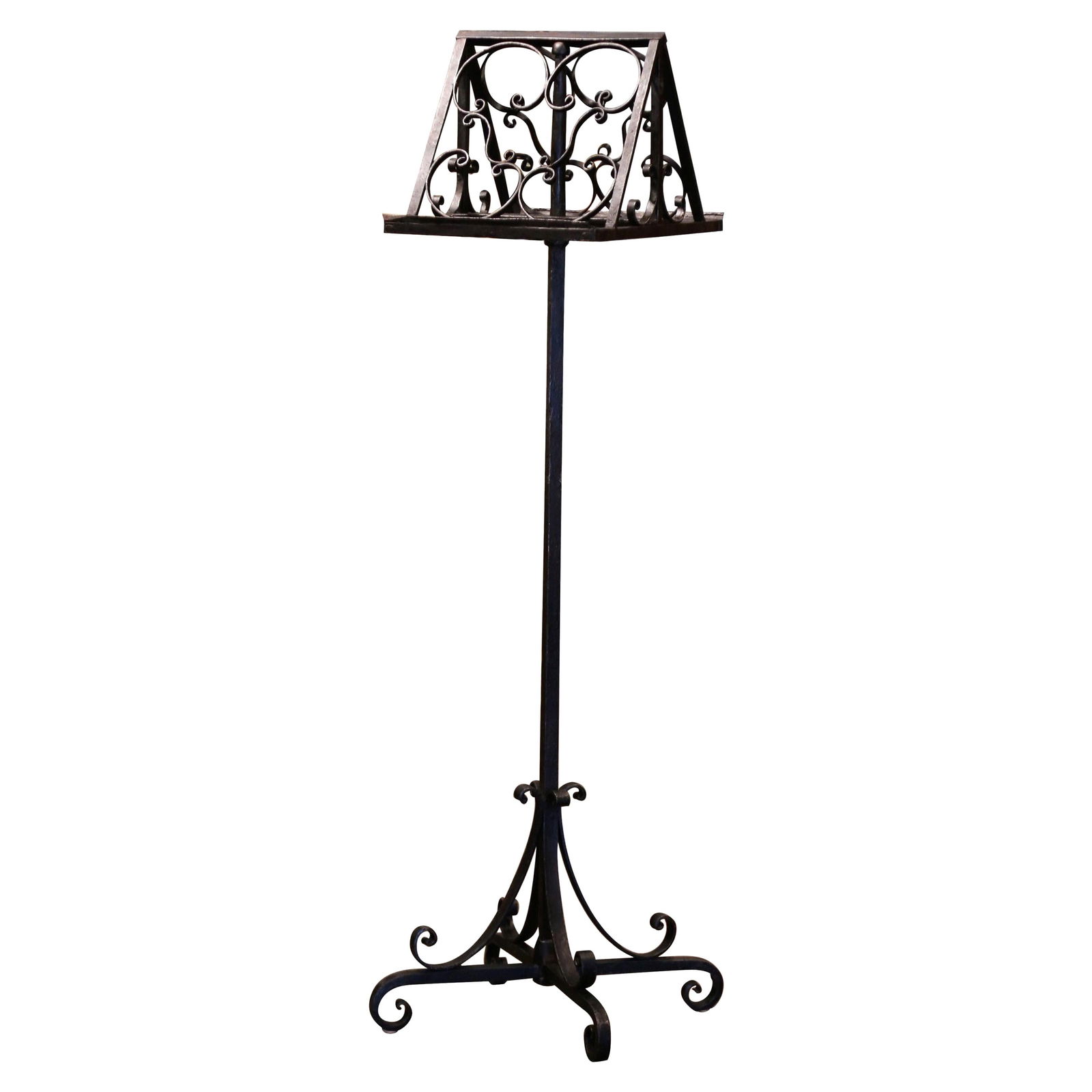 19th Century French Gothic Wrought Iron Double-Sided Music Stand: 19th Century French Gothic Wrought Iron Double-Sided Music Stand This exquisite 19th Century French Double-Sided Swivel Wrought Iron Music Stand Lectern is a stunning example of Gothic design. Crafted