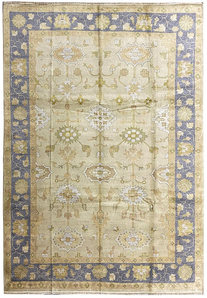 Handmade Turkish Oushak Wool Rug 10 x 13.8 Large Floral Design: Handmade Turkish Oushak Wool Rug 10 x 13.8 Large Floral Design Free continental US Shipping This handmade Turkey Oushak rug features traditional large-scale floral motifs and subtle tonal variations,
